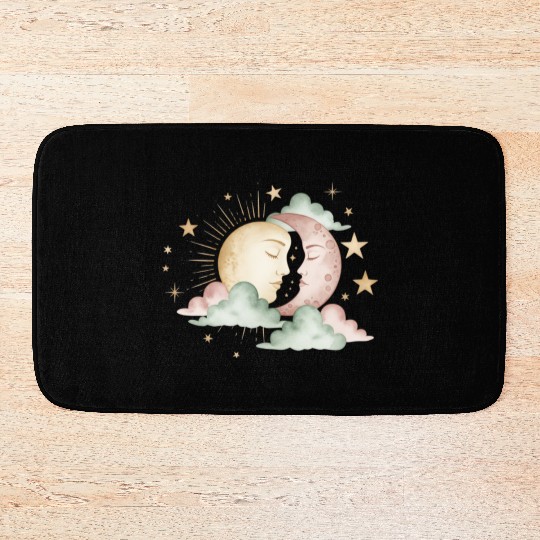 Sun & Moon Embrace Bath Mats design