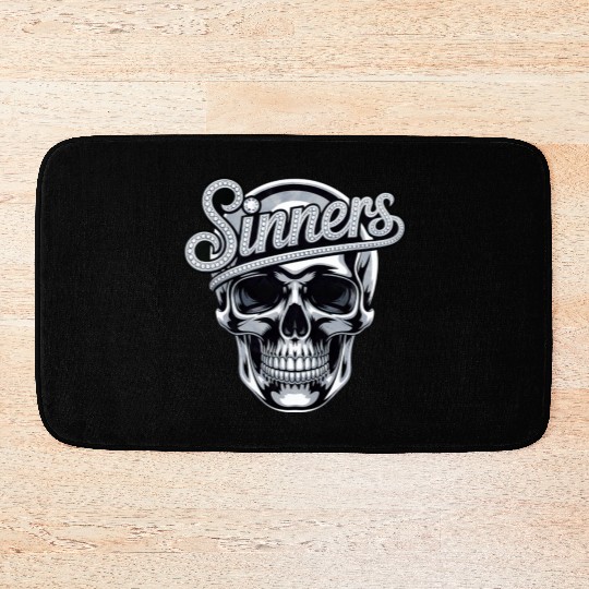 Chrome Skull Sinners Diamond Bling Bath Mats