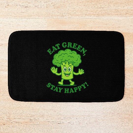Eat Green Stay Happy Broccoli Character Bath Mats