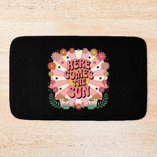 Here Comes The Sun Flowers Abstract Art Lover Bath Mats