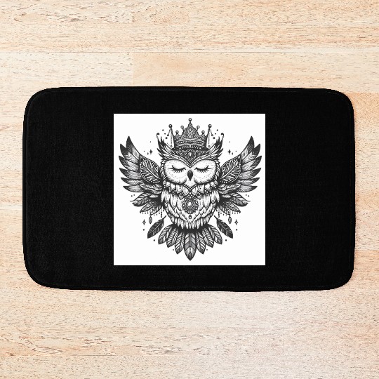 Majestic Crowned Owl Fantasy Design Bath Mats