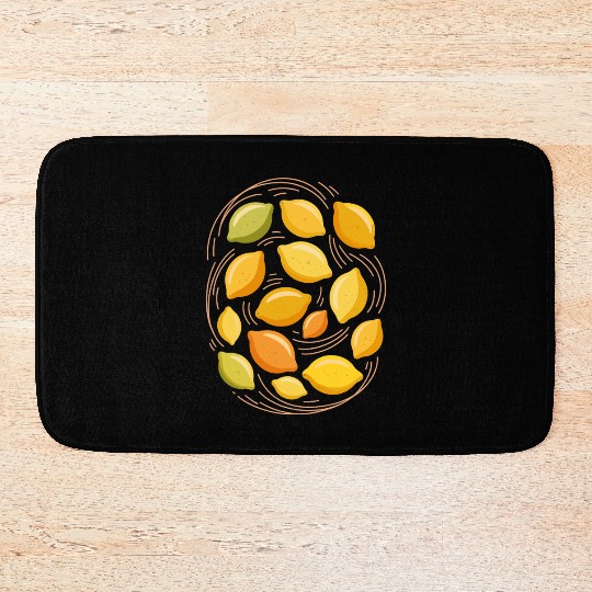 Lemon Pattern for Citrus Lovers Bath Mats