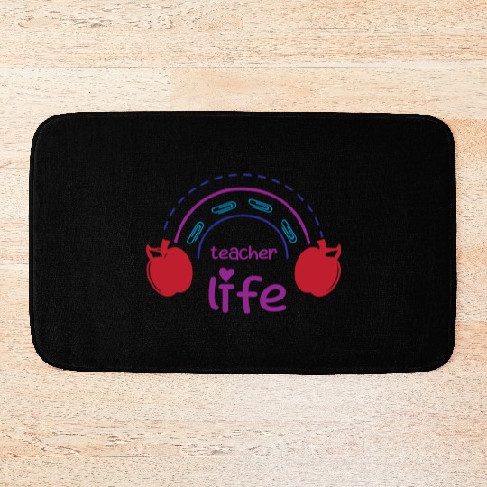 Teacher Life – Rainbow & Apple Design Bath Mats