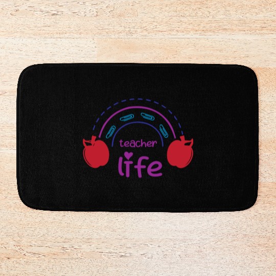 Teacher Life – Rainbow & Apple Design Bath Mats