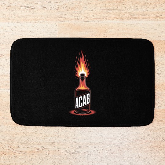 Fiery ACAB Bottle Illustration Bath Mats