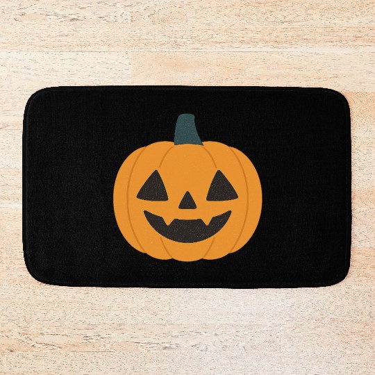 Festive Pumpkin Jack-o'-Lantern Design Bath Mats