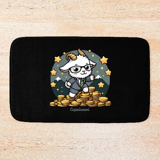 Capricorn Business Goat Illustration Bath Mats