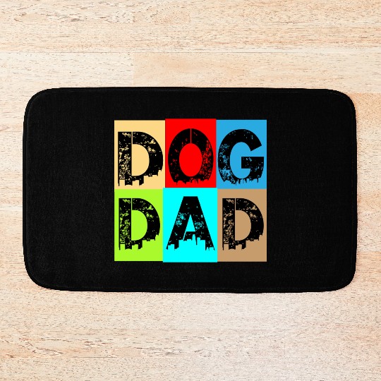 Dog Dad – Colorful Retro Pet Lover Design Bath Mats