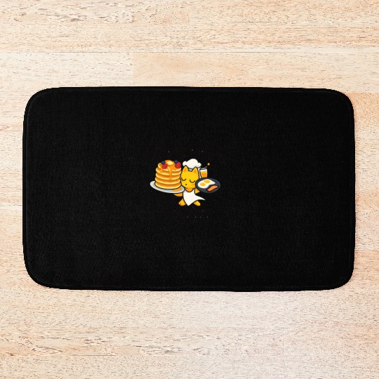 Cute Cat Breakfast Chef Design Bath Mats