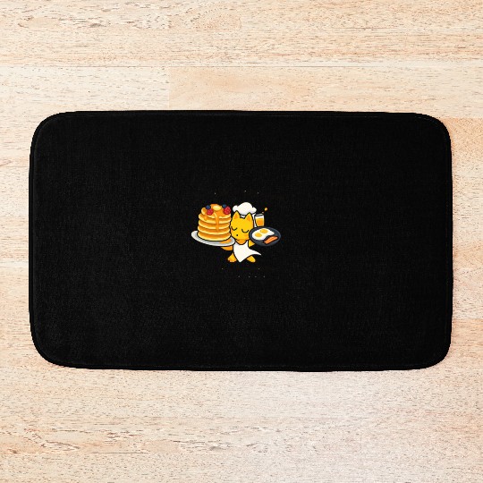 Cute Cat Breakfast Chef Design Bath Mats