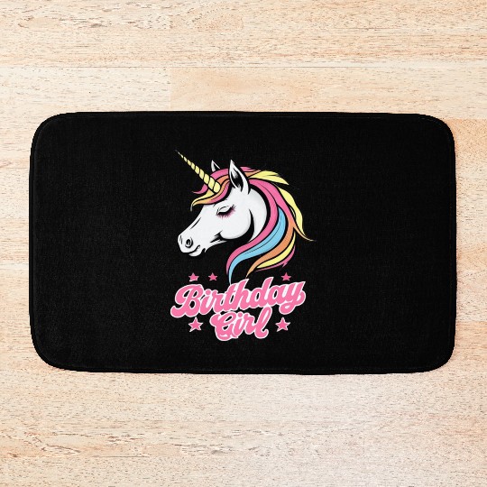 Sparkling Rainbow Unicorn Birthday Bath Mats