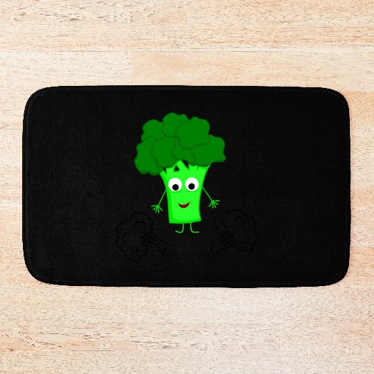 Whimsical Broccoli Character Design Bath Mats