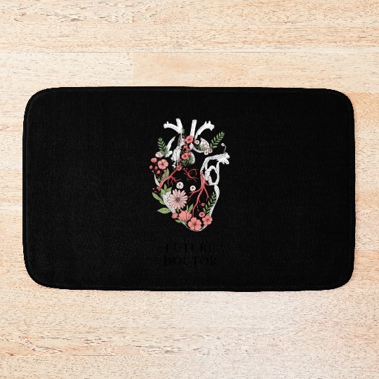 Future Doctor | Floral Anatomical Heart for Med St Bath Mats