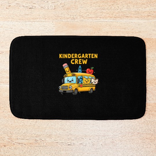 Kindergarten Crew School Bus Illustration Bath Mats