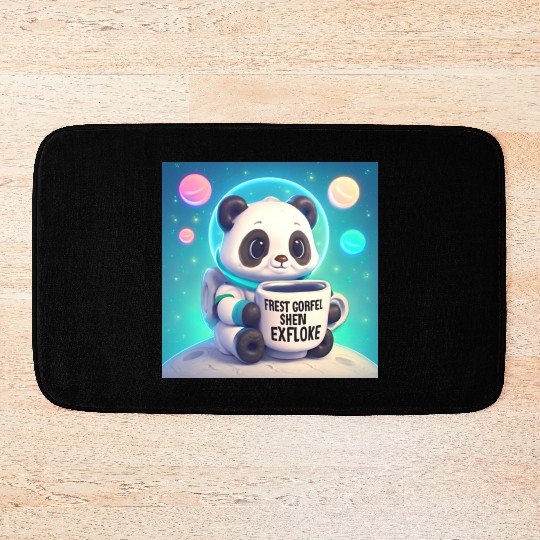 Space Panda Coffee – Pastel Astronaut Art Bath Mats