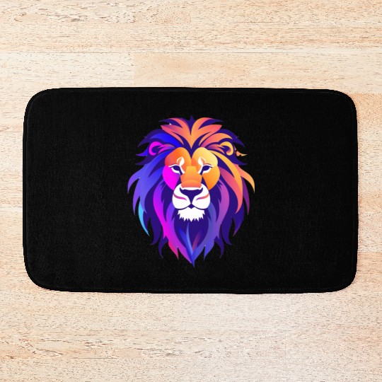 Vibrant Royal Lion Portrait Bath Mats