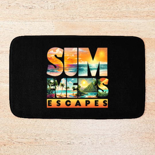 Tropical Sunset Beach Scene Bath Mats