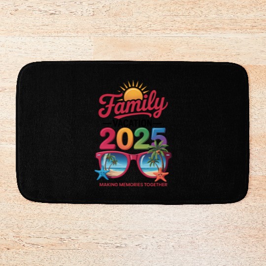 Family Vacation 2025 Sunflower Sunglasses Bath Mats