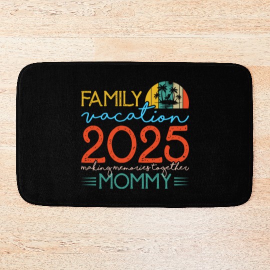 Family Vacation 2025 Tropical Sunset Design Bath Mats