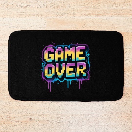 Pixelated Game Over Graffiti Design Bath Mats