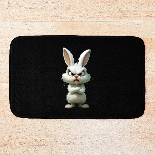 Animated Angry Rabbit Character Design Bath Mats