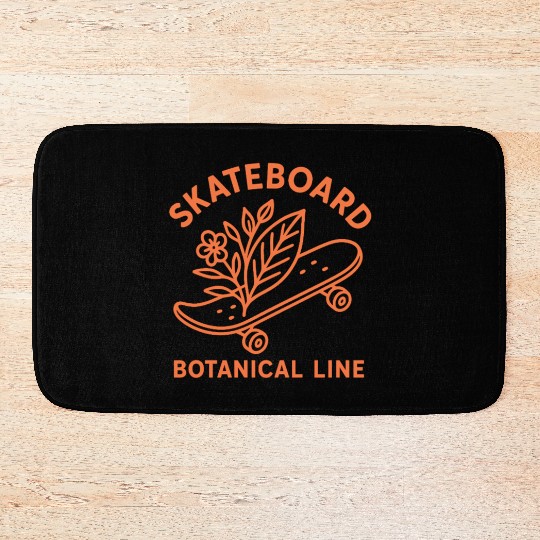 Botanical Skateboard Design for Nature Lovers Bath Mats