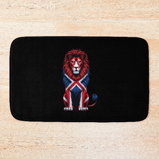 British Lion with Union Jack Flag Bold Art Design Bath Mats