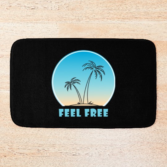 Tropical Sunset Palm Illustration Bath Mats