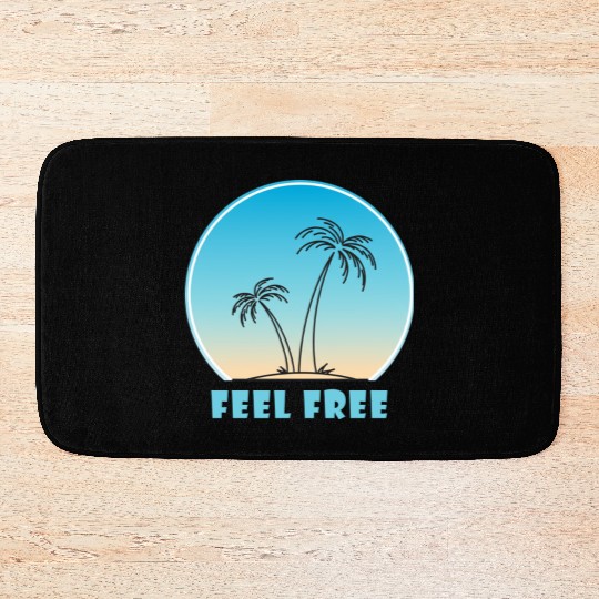 Tropical Sunset Palm Illustration Bath Mats