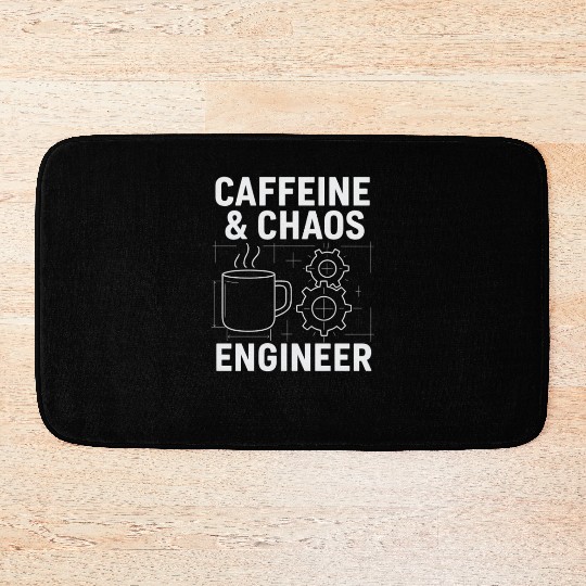 Caffeine & Chaos Engineer - Funny Coffee Tech Gift Bath Mats