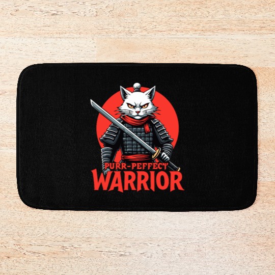 Purr-Perfect Warrior Cat Design Bath Mats