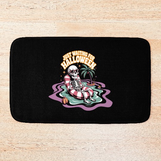 Chill Skeleton Halloween Vibes Bath Mats