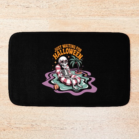 Chill Skeleton Halloween Vibes Bath Mats