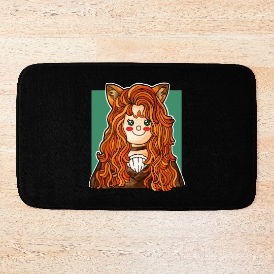 Whimsical Fox Girl – Kawaii Watercolor Bath Mats