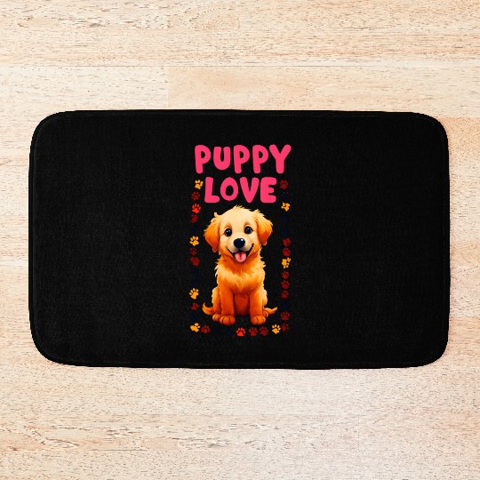 Cute Puppy Love Illustration for Apparel Bath Mats