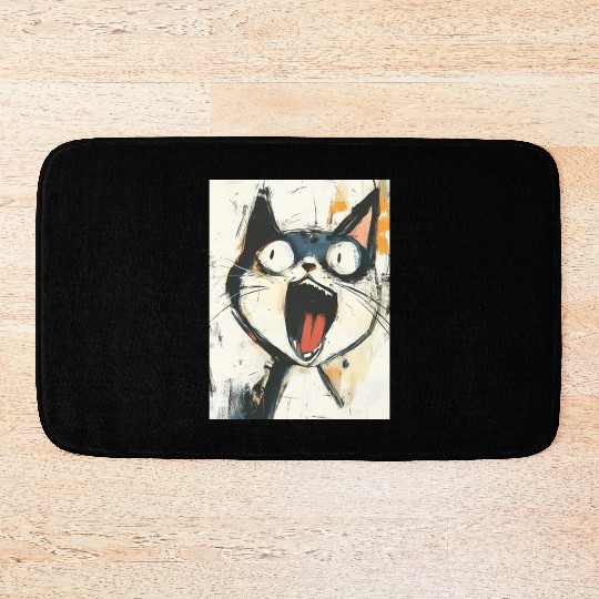 Funny Screaming Cat – Meme Expression Bath Mats
