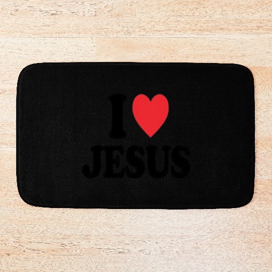 Heart and Cross with I Love Jesus Message Bath Mats
