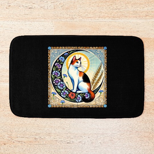 Celestial Calico Cat Art Design Bath Mats