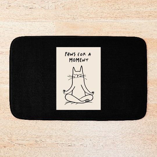 Yoga Cat Meditation Illustration Paws for a Moment Bath Mats
