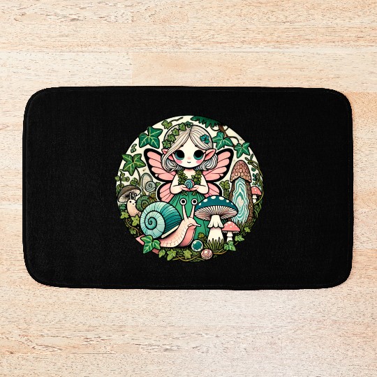 Enchanted Forest Fairy Illustration Bath Mats