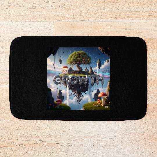Floating Island Growth Illustration Bath Mats