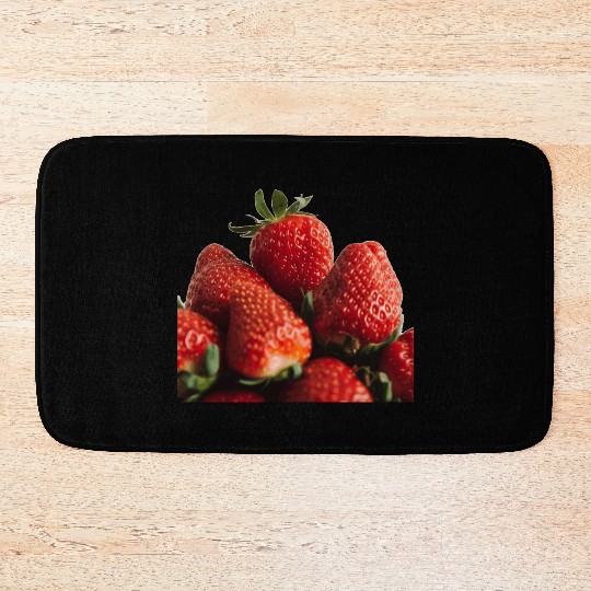 Vivid Strawberry Cluster Print Bath Mats