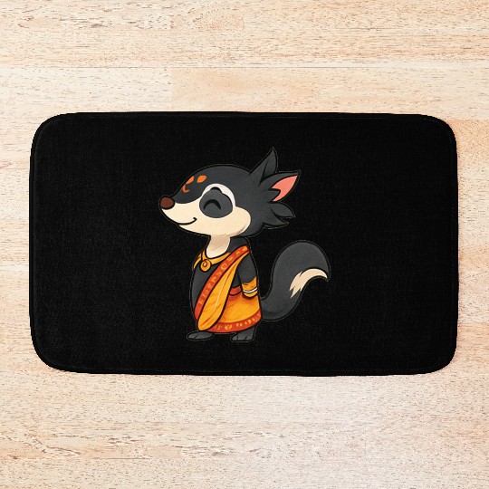 Adorable Animal Character in Vibrant Attire Bath Mats