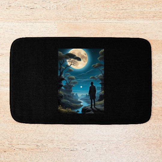 Mystical Night Under the Full Moon Bath Mats