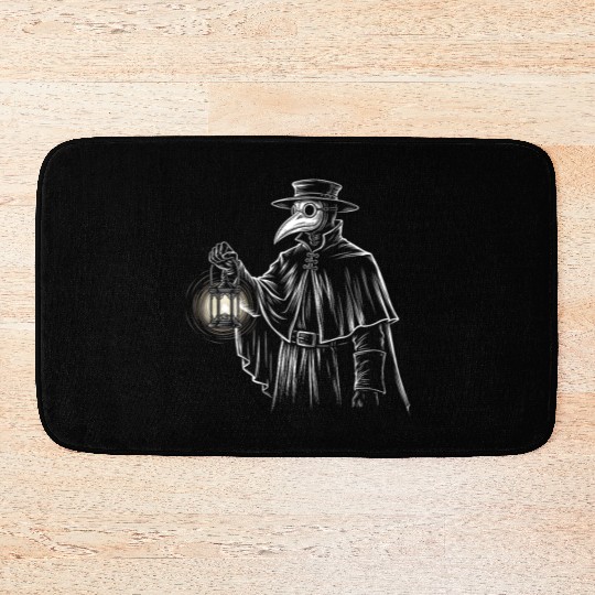Dark Medieval Plague Doctor Illustration Bath Mats