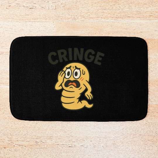Cringe Meme Worm Illustration Bath Mats