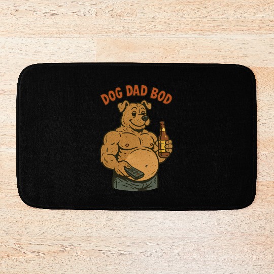 Humorous Muscular Dog Dad Bath Mats