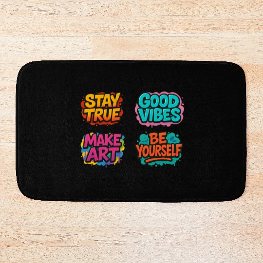 Vibrant Motivational Affirmation Designs Bath Mats