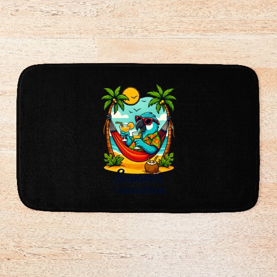 Tropical Parrot Vacation Scene Bath Mats