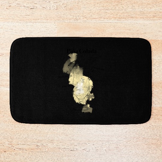 Piña Colada Cocktail Tropical Hand-Drawn Recipe Bath Mats